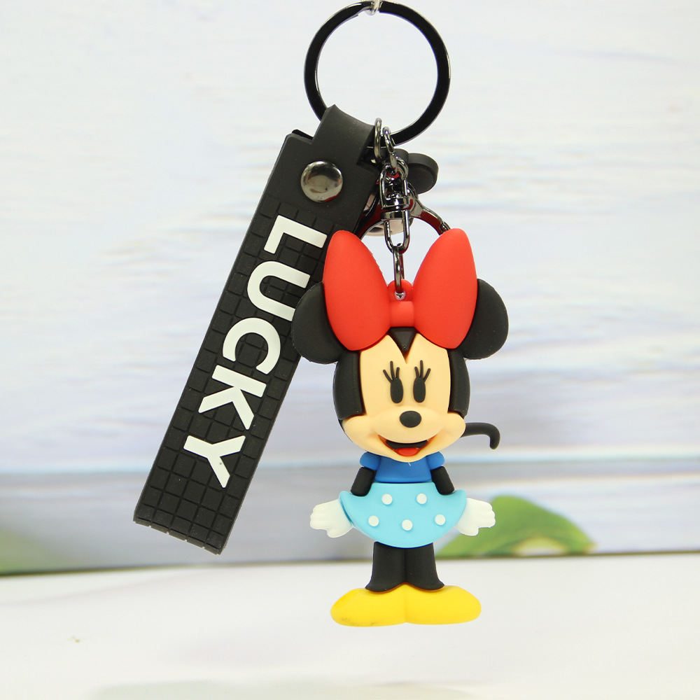 Cartoon Donald Duck 3D Doll Pendant PVC Soft Rubber Car Gift Couple Minnie Mickey Keychain Wholesale