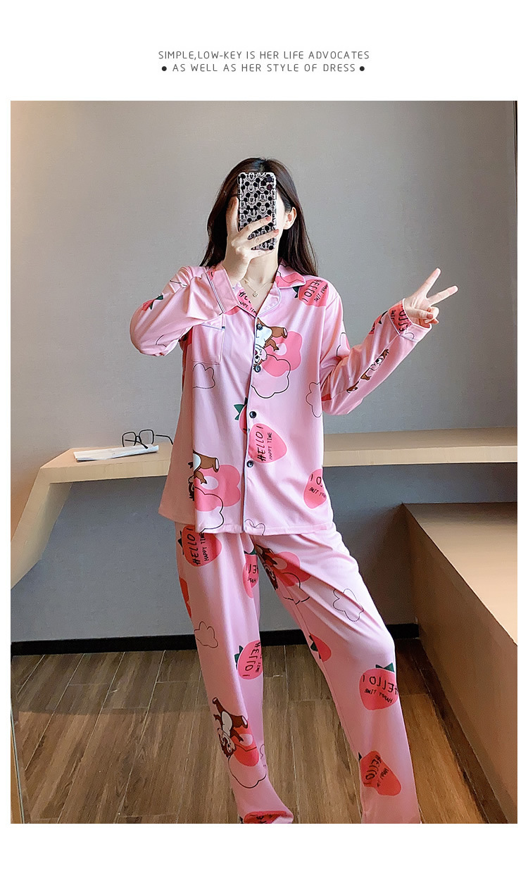 徽商新款韩版春秋季牛奶棉睡衣女甜美卡通可爱长袖开衫套装家居服