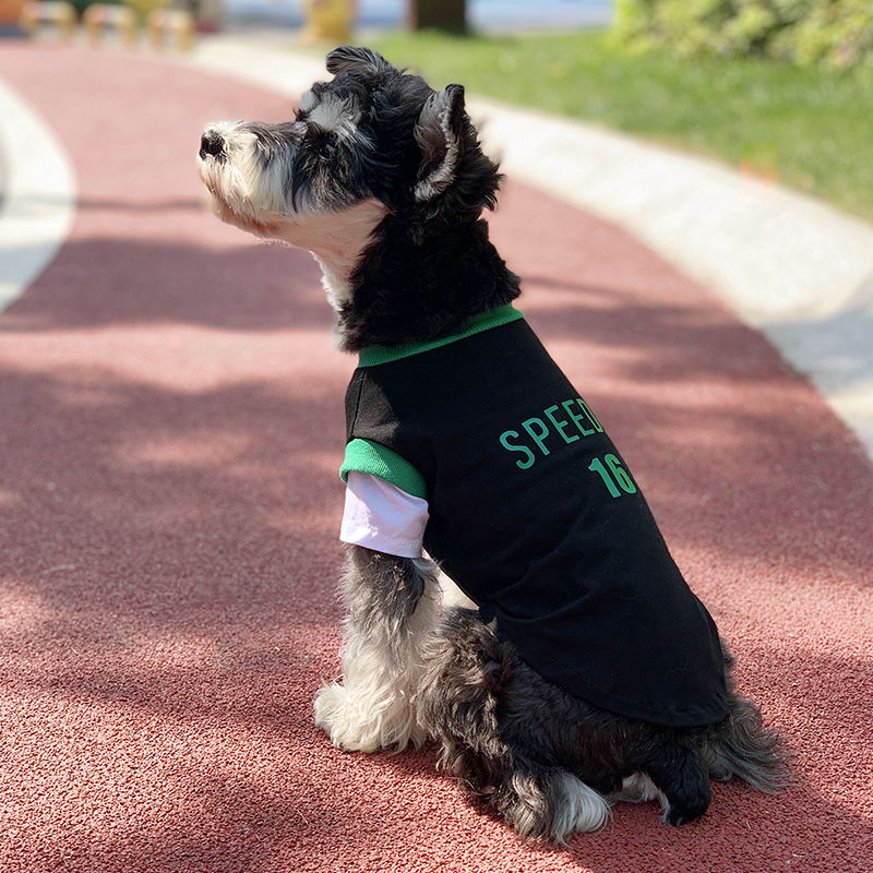雪纳瑞衣服狗狗假两件夏季薄款小型犬防掉毛t恤宠物猫咪服饰批发