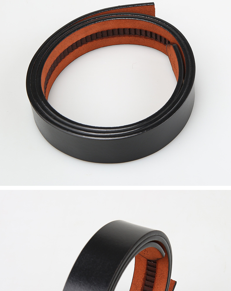 皮带男士腰带牛皮无头皮带手工油边真皮腰带自动无牙卡槽封边裤带