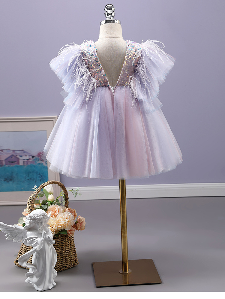 周岁礼服公主裙女童周岁生日礼服蓬蓬纱婚纱花童钢琴表演连衣裙