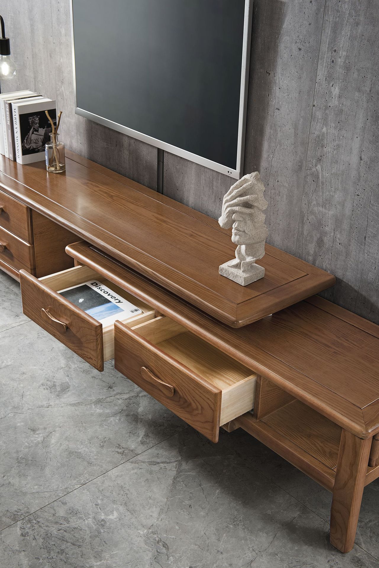 现代组合实木电视柜客厅卧室地柜储物柜 可伸缩电视柜低柜收纳柜