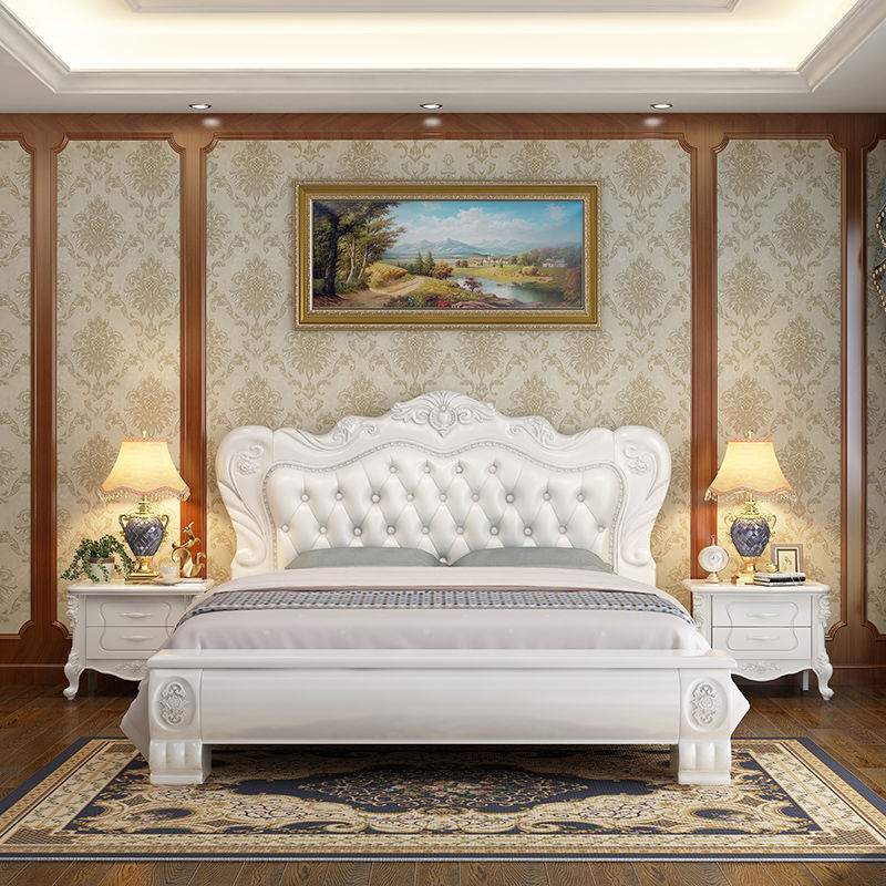 欧式床欧式大床实木床轻奢豪华双人床米婚床公主床现代简约雕花床