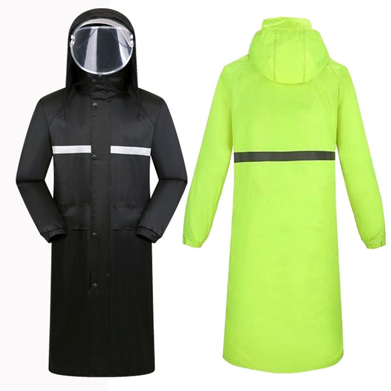 反光成人连体电动车摩托车风衣户外骑行外卖双层双帽檐雨衣男女