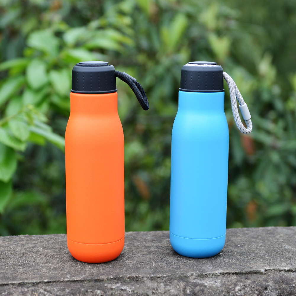 新款运动水壶骑士保温杯 304不锈钢户外便携提绳手提随行杯可定制