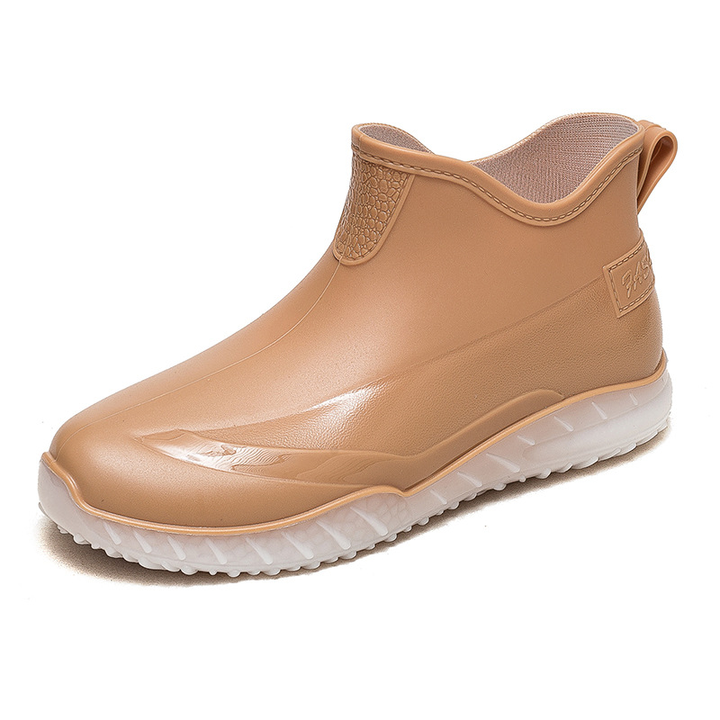 2023 New PVC Low Tube Couple Casual Rain Boots Thickened Outer Wear Low Heel Waterproof Non-Slip Stylish Rubber Shoes