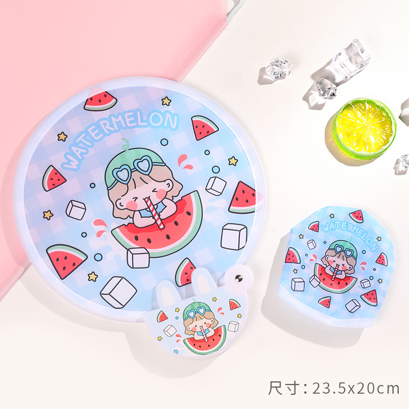 Cute Folding Fan Cartoon Portable Fan Small Fan Student Mini Cloth Cover Circular Fan Folding Fan Printable Logo