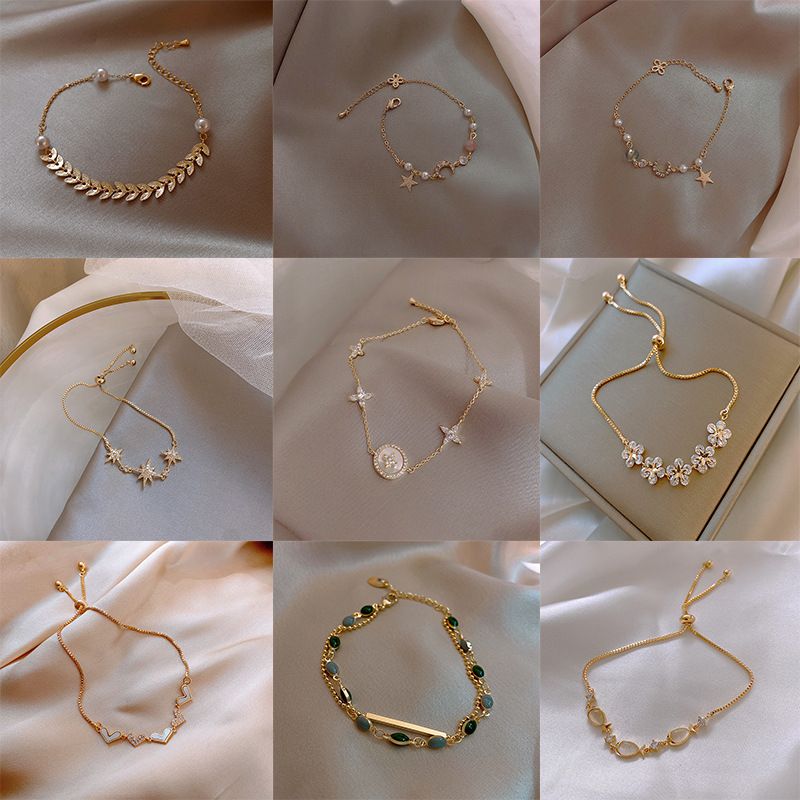 Korean version of ins style fashion bracelet network red design simple zircon bracelet niche trend cold wind bracelet full figure