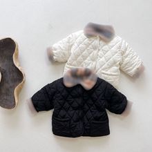 婴幼儿冬装0-3岁宝宝纯色风衣夹棉外套拼色格子洋气婴童上衣外套