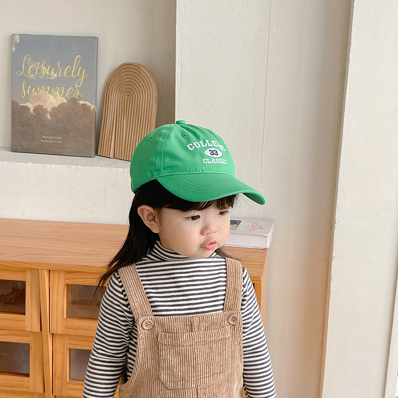 New Children's Peaked Cap Korean Style Cotton Baseball Cap Spring Boys Digital Embroidery 4-12 Years Old Baby Sunhat