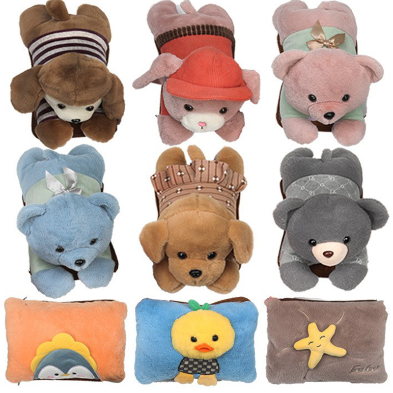 factory wholesale explosion-proof hot-water bag new cartoon plush rechargeable hot water bag removable hand warmer