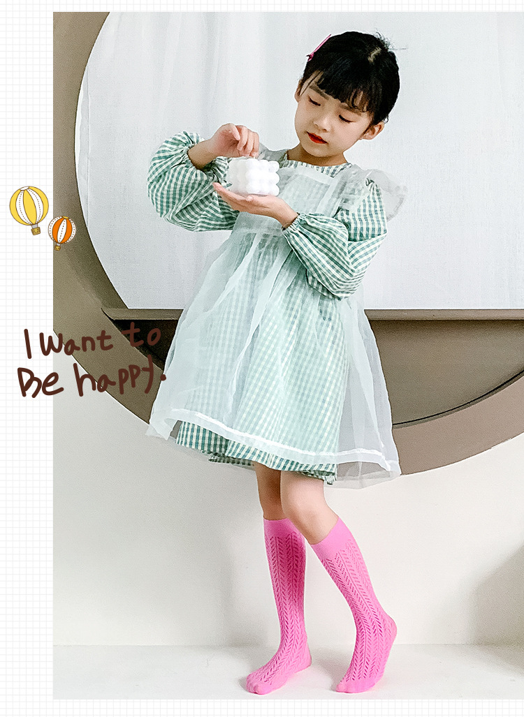 精编镂空麦穗女童中筒袜 春装新款洋气小女孩袜子儿童宝宝棉袜潮