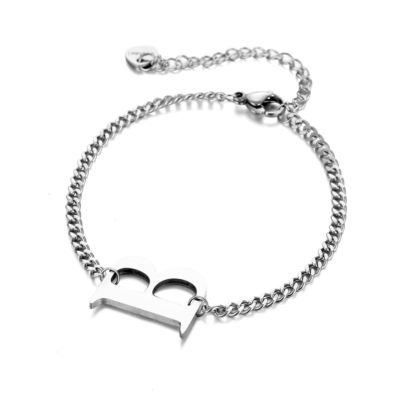 Cross-Border Sold Jewelry Titanium Steel Hiphop Letter B Bracelet Trendy Female Personality European and American New Hip Hop Cold Style Bracelet Supply