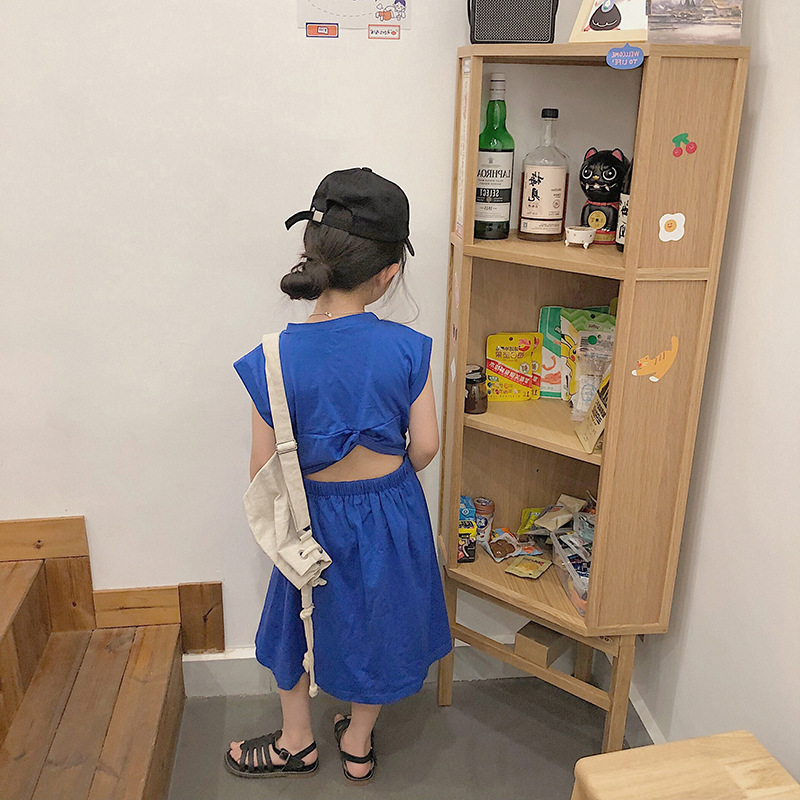 女童收腰连衣裙夏款儿童露腰裙子童裙3-8岁童装一件代发