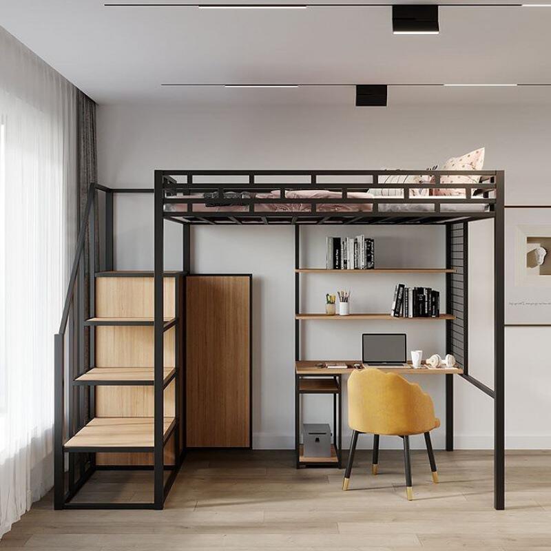 高架隔空床悬空中组合层阁楼上铺床下桌带书桌半高小户型带衣柜梯