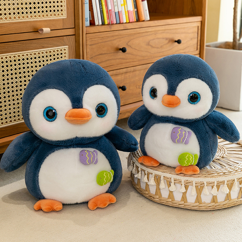 正版钓鱼企鹅公仔毛绒玩具儿童安抚玩偶海洋馆礼品夹机娃娃外贸款