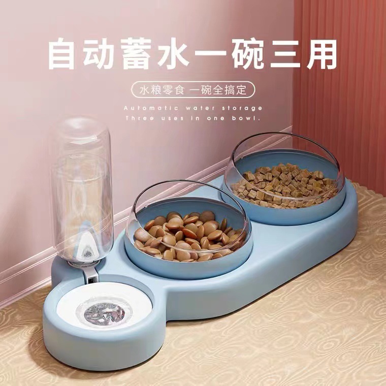 wholesale cat bowl drinking water feeding three bowls one bowl three uses drink fountain cross-border cat food holder cat bowl dog basin