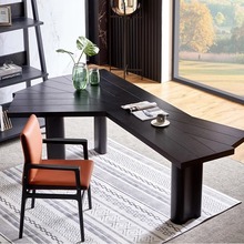 北欧轻奢实木书桌现代异形办公桌极简电脑长桌设计师老板桌工作台