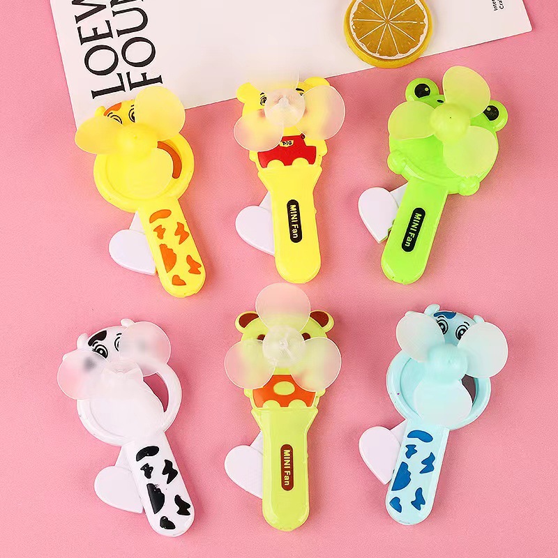 手动迷你风扇儿童小熊黄色手压风扇便携手摇可爱手持风扇卡通玩具