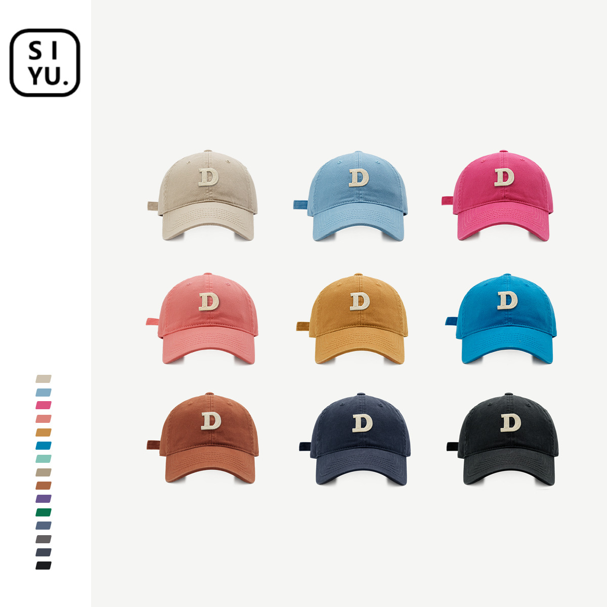 High Quality Letter D Embroidery Soft Top Baseball Cap Men's Curved Brim Korean Ins Face-Showing Little Wild Four Seasons Peaked Cap Women