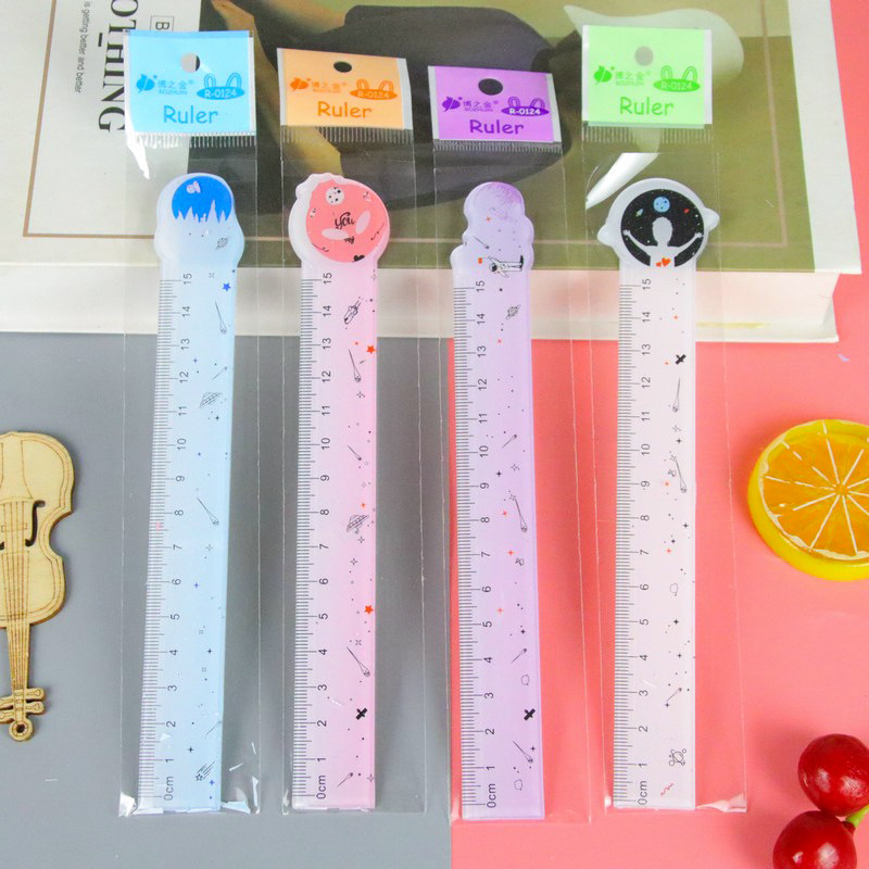 Cartoon Shaped Ruler Drawing Measuring Tool Student Ruler 15cm a Scale Children Gift Transparent Plastic Ruler