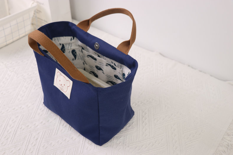 新款手提保温袋手拎便当包 学生饭盒袋帆布加厚上班通勤午餐包