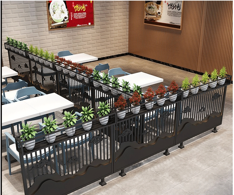 北欧铁艺餐厅绿植花栏矮隔断奶茶店咖啡厅花架护栏墙过道装饰围栏