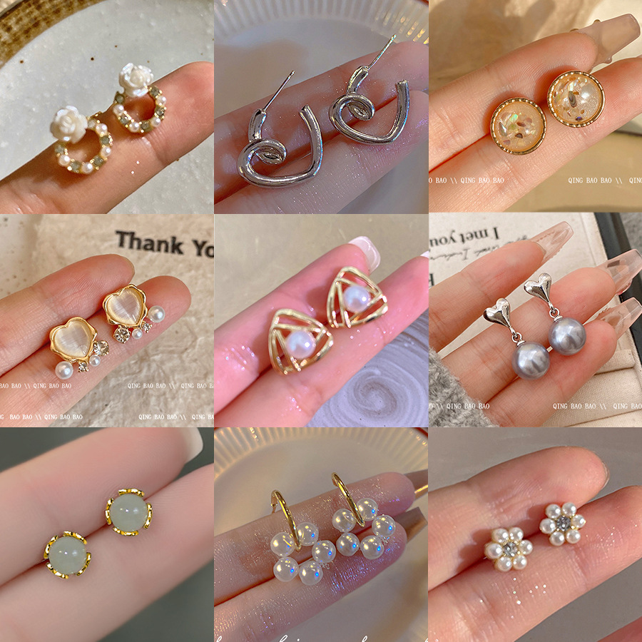 S925 Silver Stud Earrings for Female Students 2024 New Trendy Simple All-Match Small Design Ins Style Earrings Earrings