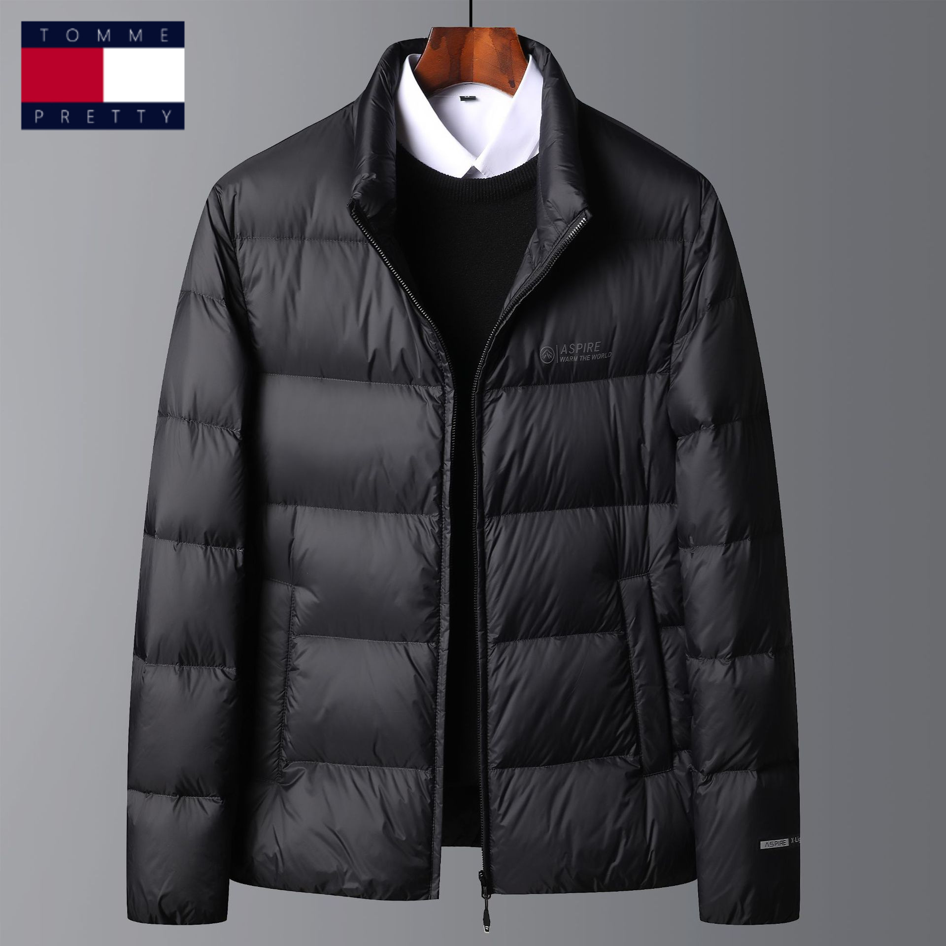 爆款90白鸭绒立领羽绒服男冬季加绒加厚新款面包服青中年冬装外套