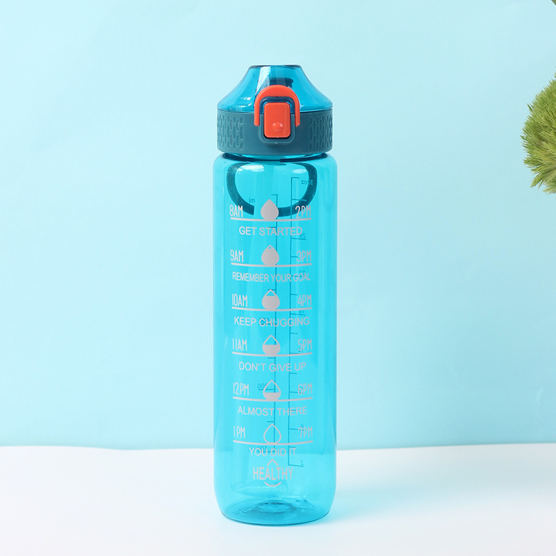 1000ml Large-Capacity Water Cup with Handle Straight Mouth Bounce Cover Sports Bottle Plastic Water Cup Sports Outdoor Drinking Glass Wholesale