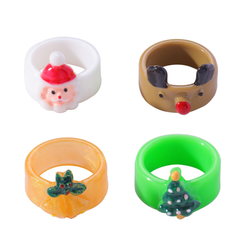 Cross-Border Hot Sale Frog Ring Resin Colorfast Animal Ring without Metal Combination Set Rings Factory Wholesale