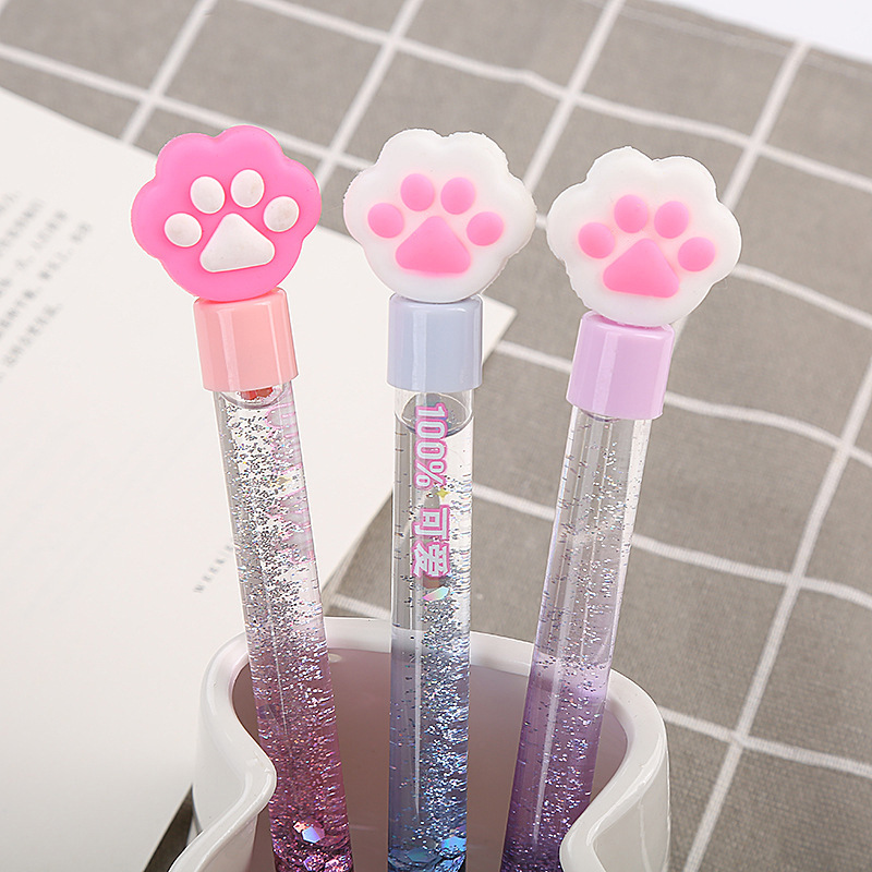 Creative Student Pen Trending Cute Girl Quicksand Gel Pen Cute Silicone Doll Hairstyle Oil Water-Based Sign Pen Wholesale