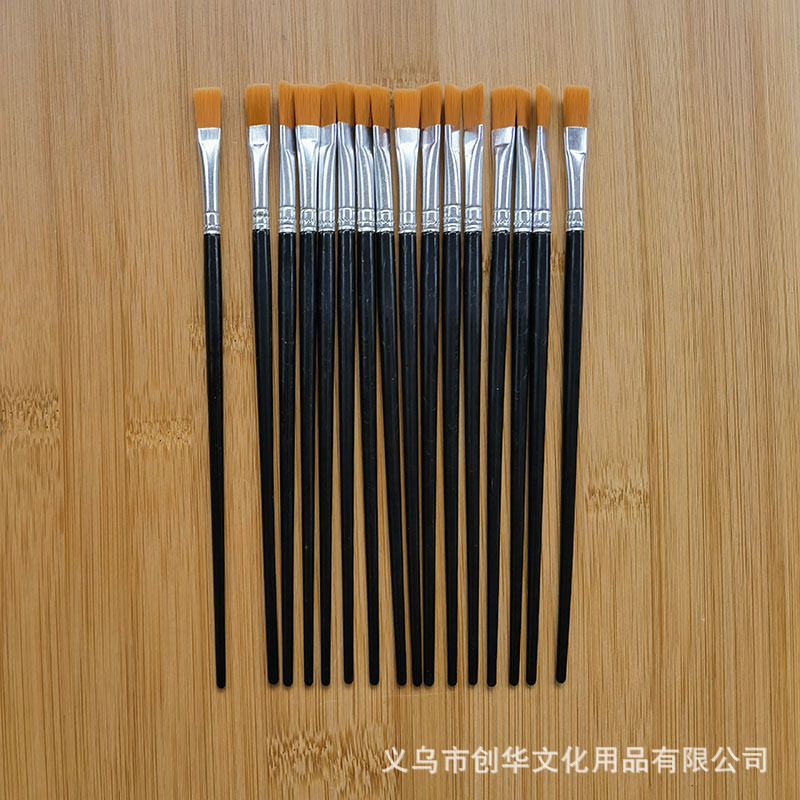 0.7cm Wide Painting Brush Children's Plastic Rod Flathead Oil Painting Brush Acrylic Paint Blue Flat Brush