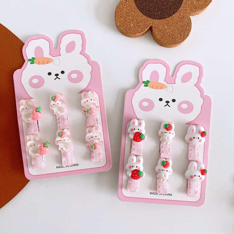 6 Cute Resin Small All-Inclusive Children's Bang Side Clip Cartoon Rabbit Girl's Hairpin Princess Hair Clips Hair Accessories