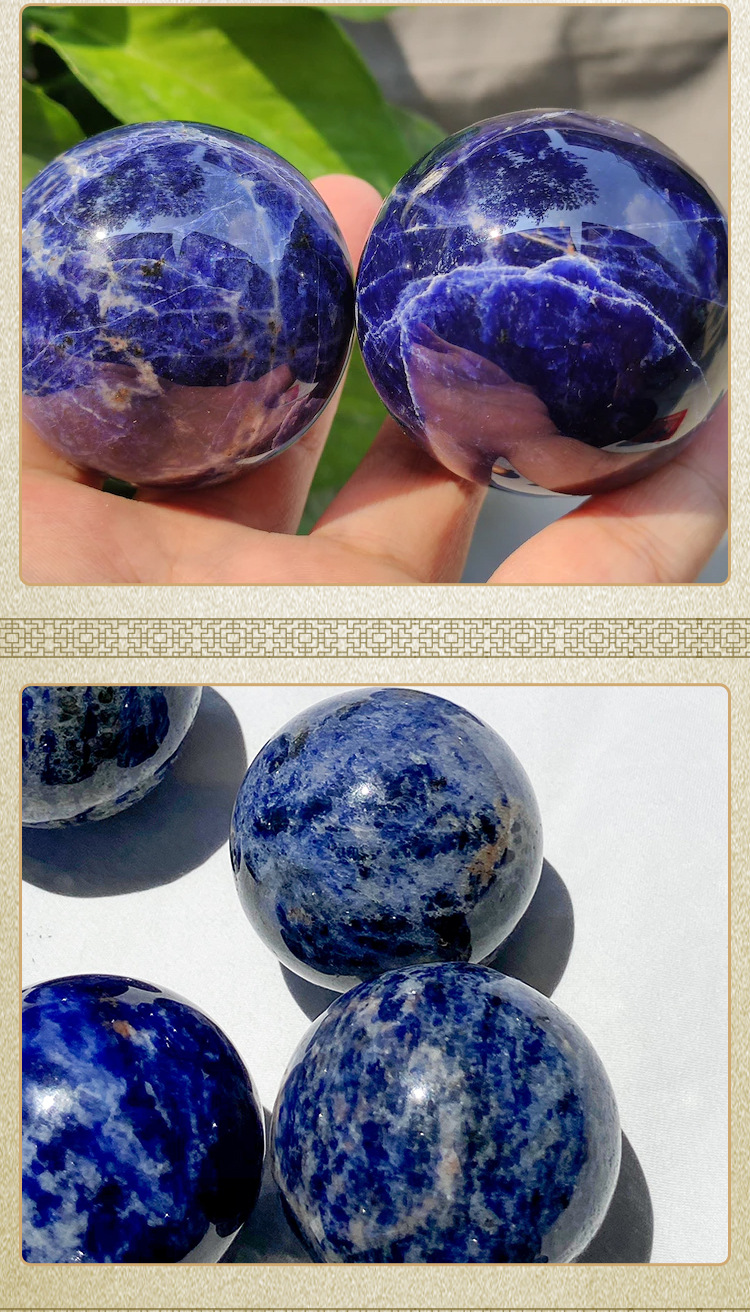 吉彩蓝纹石球摆件蓝纹石原石打磨水晶居家办公工艺礼品水晶球