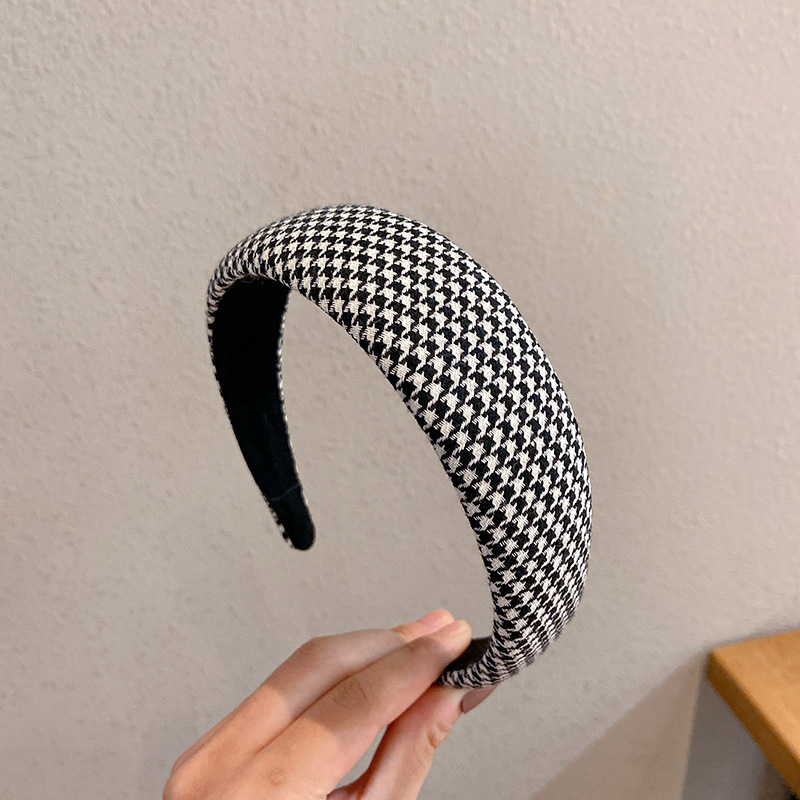 千鸟格发箍女气质外出百搭宽边韩国复古头箍发带ins网红发卡头饰