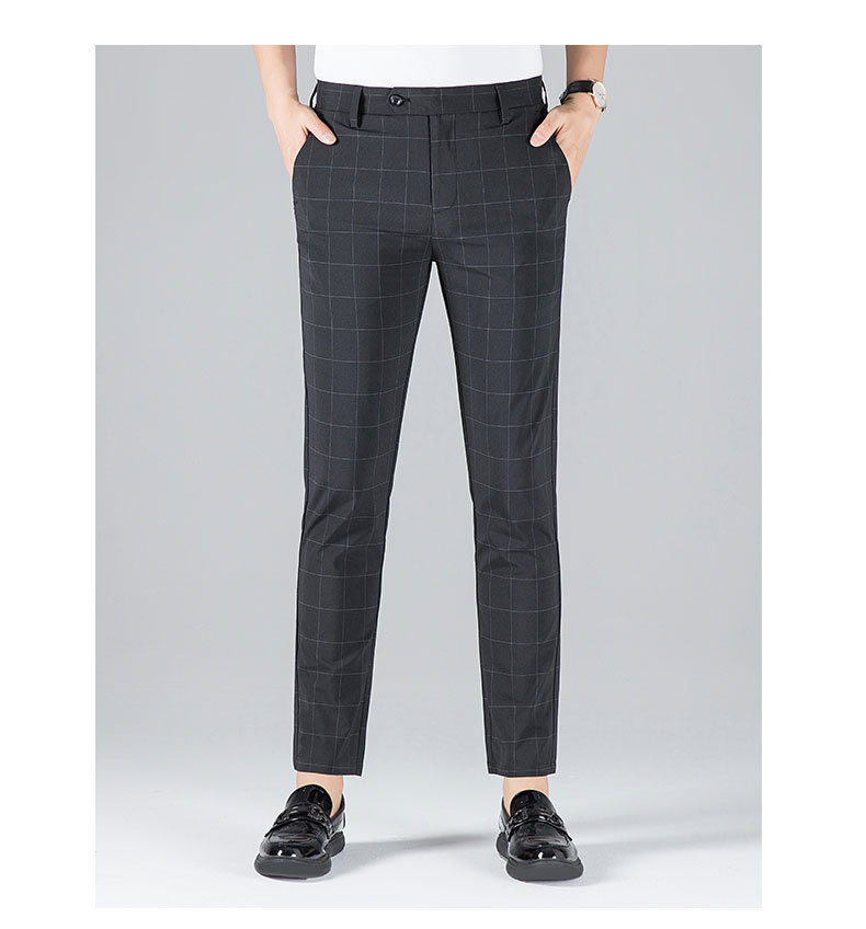 男士英伦格子裤新款春夏季薄款九分西裤商务上班休闲裤潮流裤子男