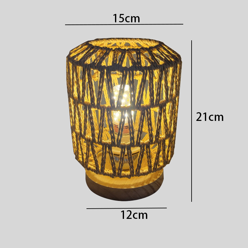 Hemp Rope Table Lamp Chinese Retro Bedroom B & B Bedside Lamp Tea Room Zen Japanese Rattan Craft Atmosphere Small Night Lamp