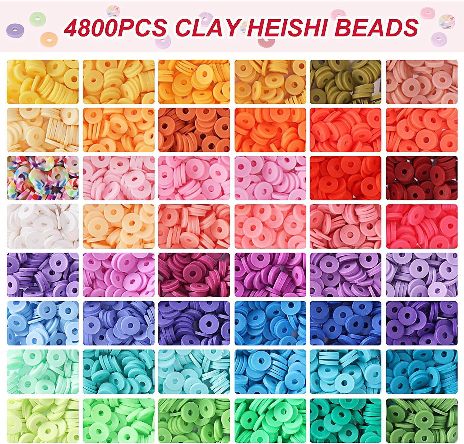 European and American Style 48 Colors DIY Polymer Clay Set Sliced Clay Beads Jewelly Making Bracelet Necklace Ornament Set Box