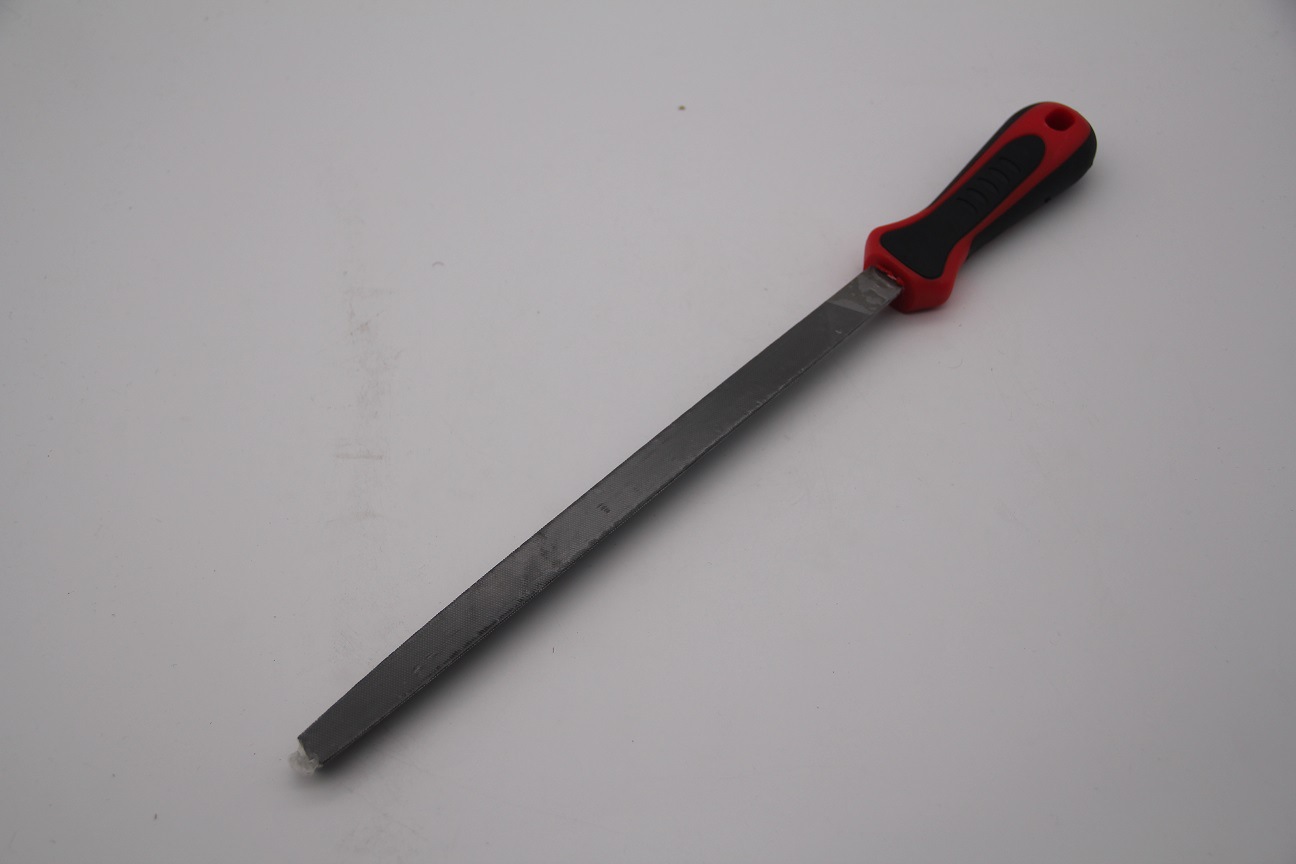 力易得双色塑柄中双纹三角锉6"8"双中纹中三角锉10"12"锉刀手工锉
