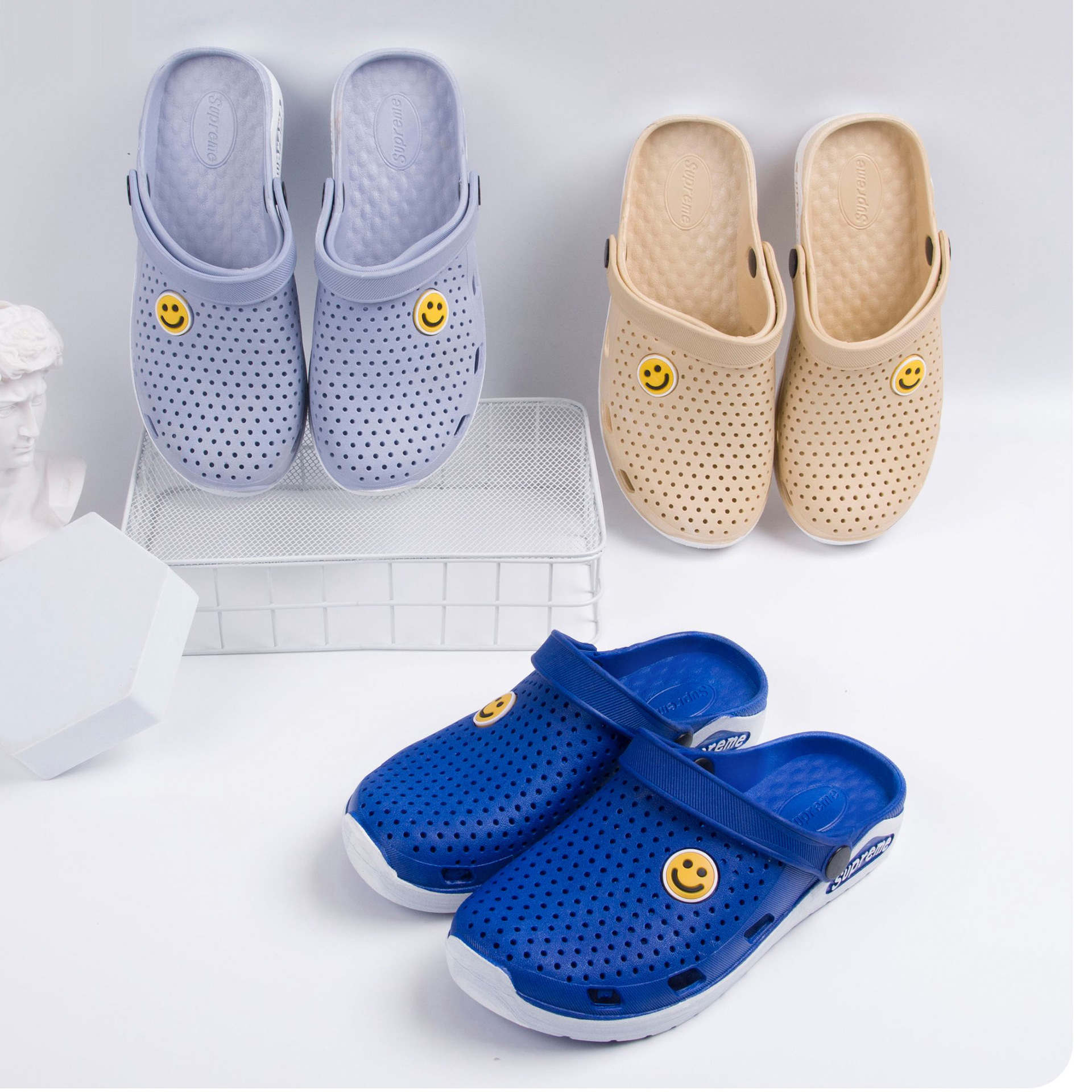 足美途男女沙滩包头拖鞋厚底蓝色情侣注塑鞋男士拖鞋吴川拖鞋批发