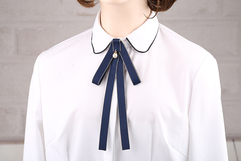 衬衫领结女系带丝带学院风英伦带钻飘带时尚甜美气质黑色领绳配饰