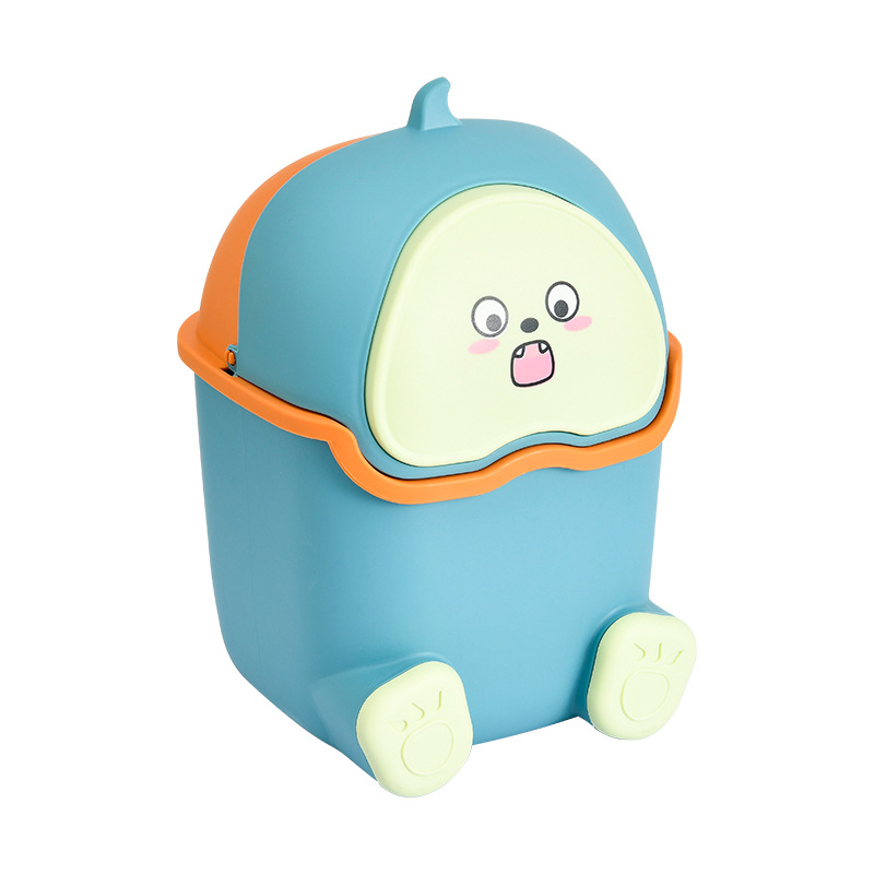 INS Style Household Desk Trash Can with Lid Cute Little Monster Student Dormitory Peel Storage Box Good-looking