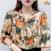 new pattern Ladies By age shirt Nail bead Waldorf bow Cover the belly Show thin Base coat Blouse Large Amazon