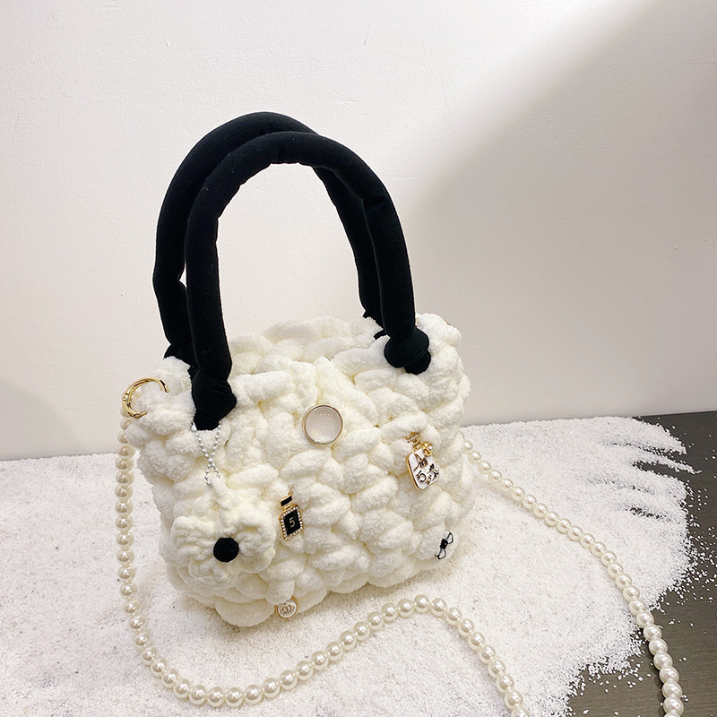 New Cotton Candy Cloud Bag DIY Hand-Woven Bag Homemade Gift for Girlfriend Bag Ice Bar Wool Material Bag