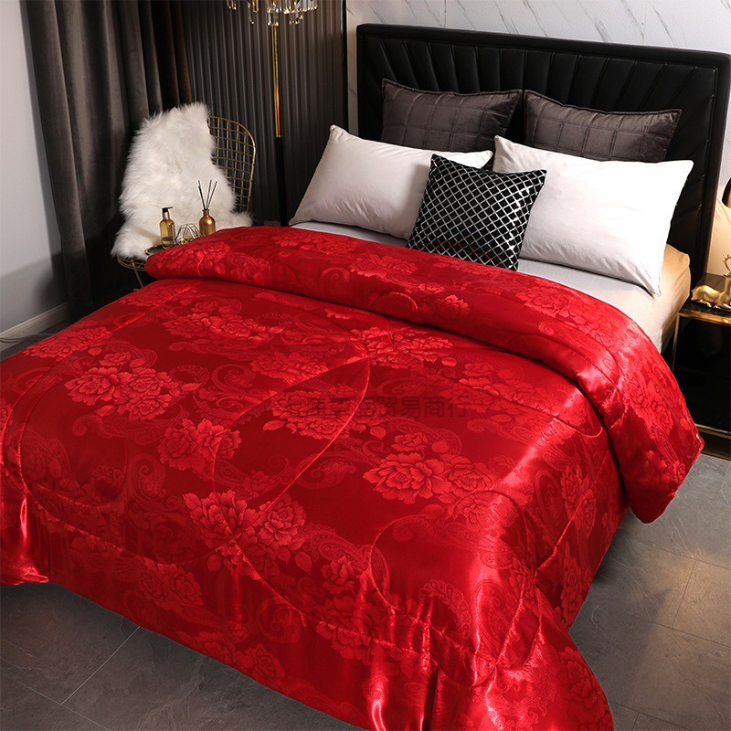 结婚被子陪嫁喜被蚕丝新婚庆棉被芯大红色双人加厚春秋冬被子母被