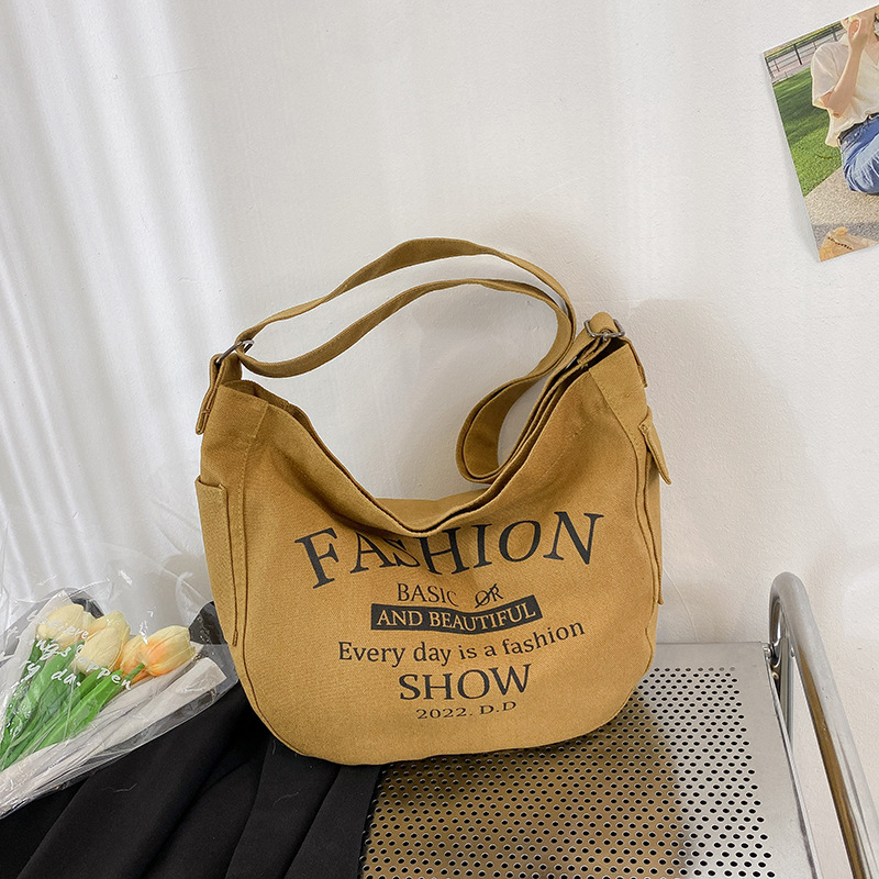 Foreign Trade Bags Thickened Washed Canvas Bag Female Fashion Tote Bag Students School Bag Large Capacity Message Bag