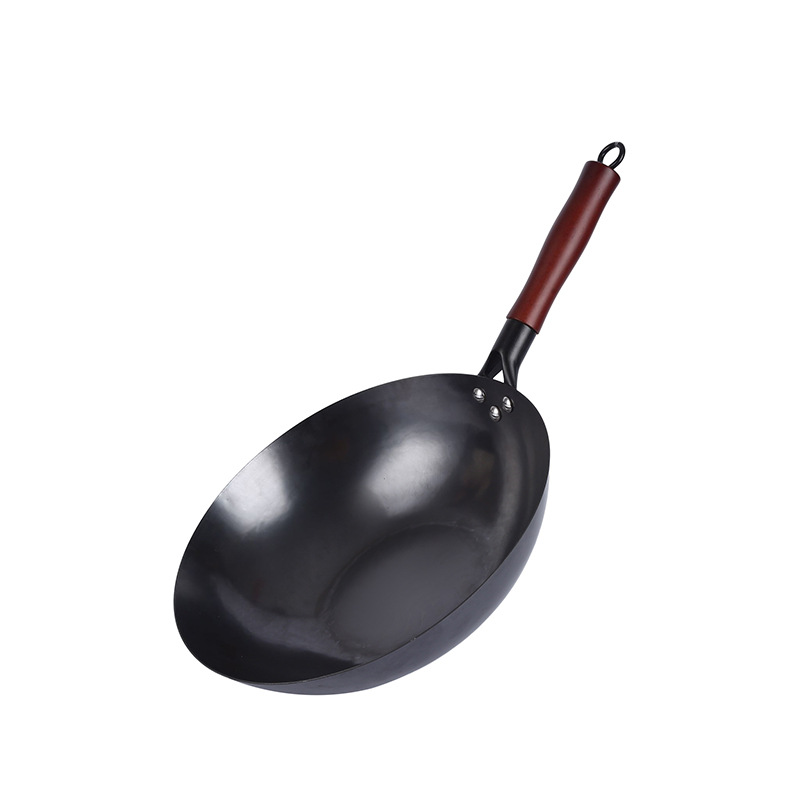 Gourd Handle Nitrided Hand Pot Non-Coated Black Steel Wok Household Less Lampblack Frying Pan Pan Stove Universal