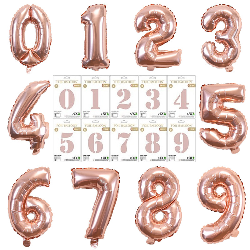 16-Inch Digital Aluminum Balloon Exquisite Paper Card Packaging Birthday Party Background Wall Decoration Banquet Atmosphere Arrangement Articles