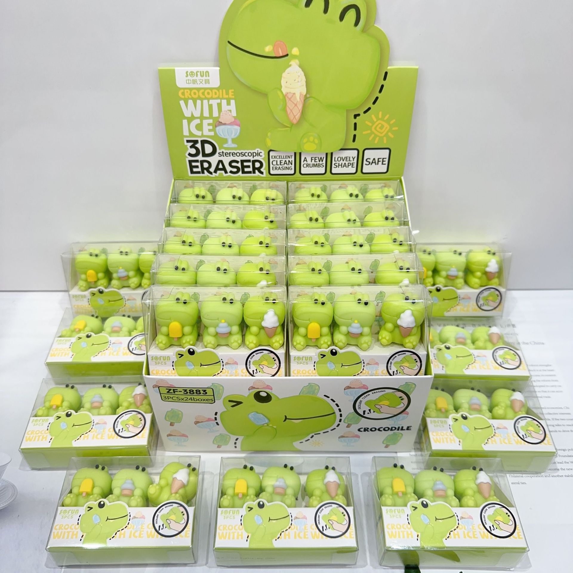 cute little dinosaur eraser suit 3d non-assembled three-dimensional ice cream dinosaur eraser 3 pack clean